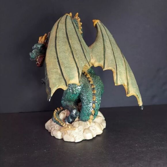 Vintage Mythology Dual Headed Dragon Decorative Collectible Figurine Statue Art - Picture 3 of 5